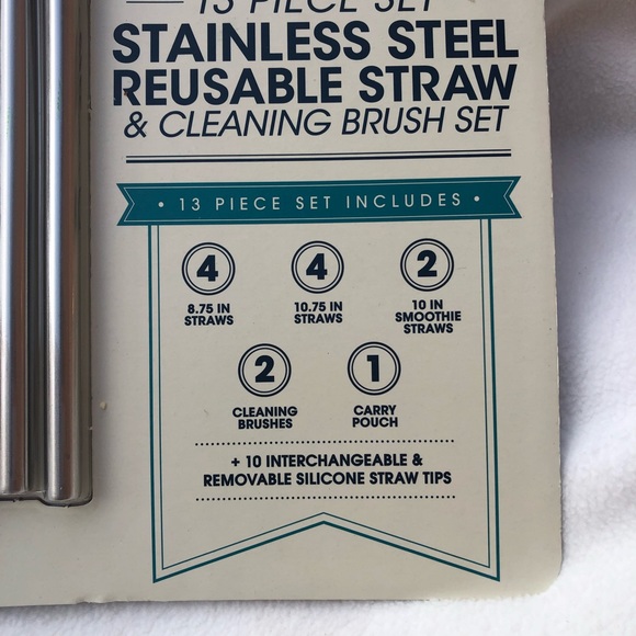 NWT Manna Stainless Steel Reusable Straws 13pc Set - Picture 6 of 14